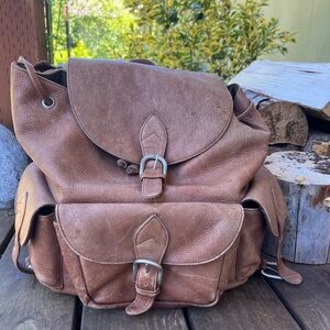 SIMON LEATHER DAY BACKPACK BROWN